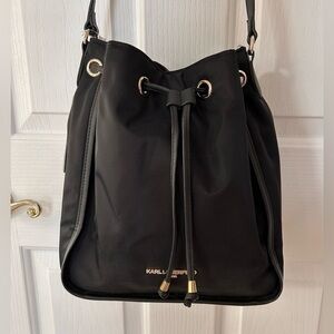 NWT KARL LAGERFELD Women Bucket Shoulder Bag, Black